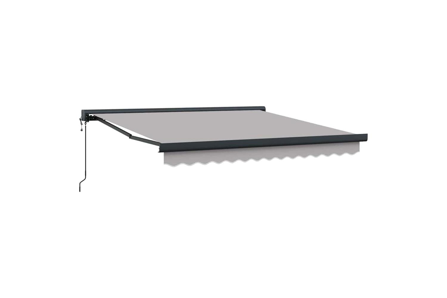 Vidaxl Retractable Awning Manual Light Grey 350 X 250 Cm Fabric Metal-6