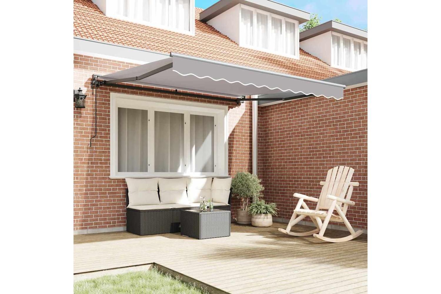 Vidaxl Retractable Awning Light Grey 350x250 Cm Fabric-3
