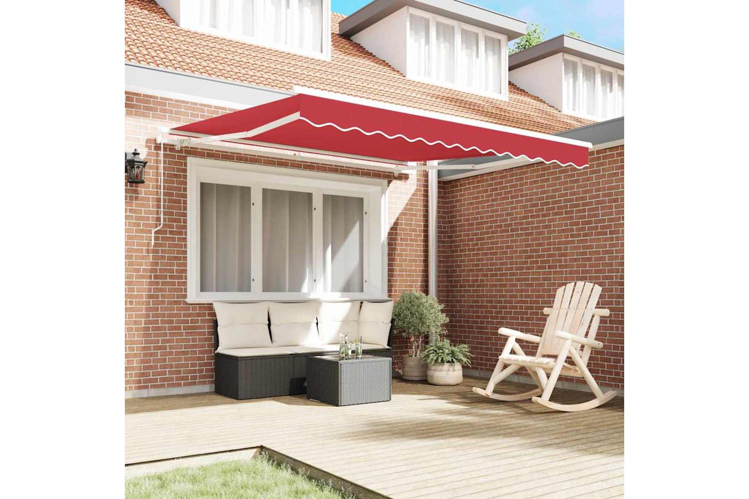 Vidaxl Retractable Awning Manual Red 350 X 250 Cm Fabric-3