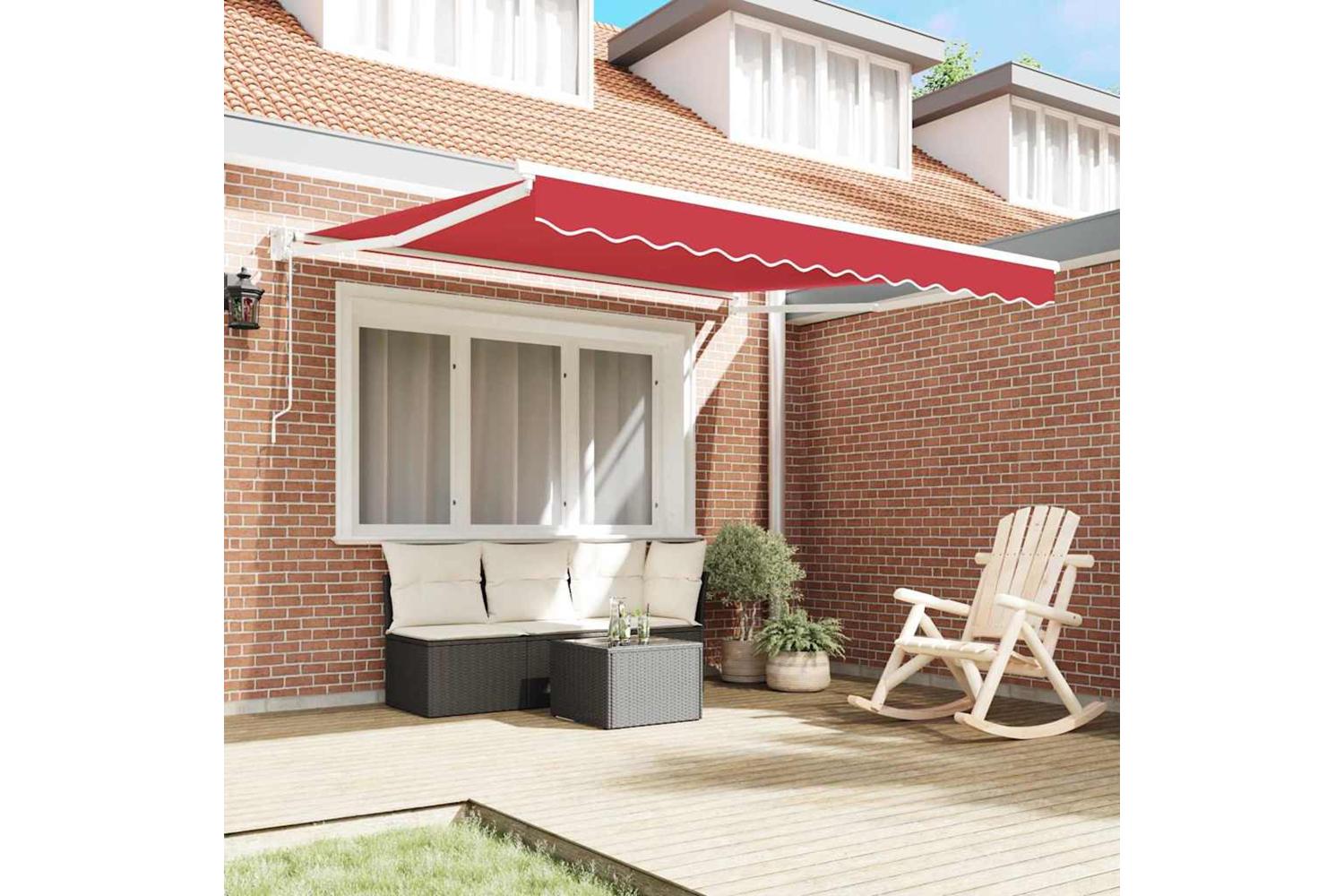 Vidaxl Retractable Awning Red 350 X 250 Cm Fabric-3