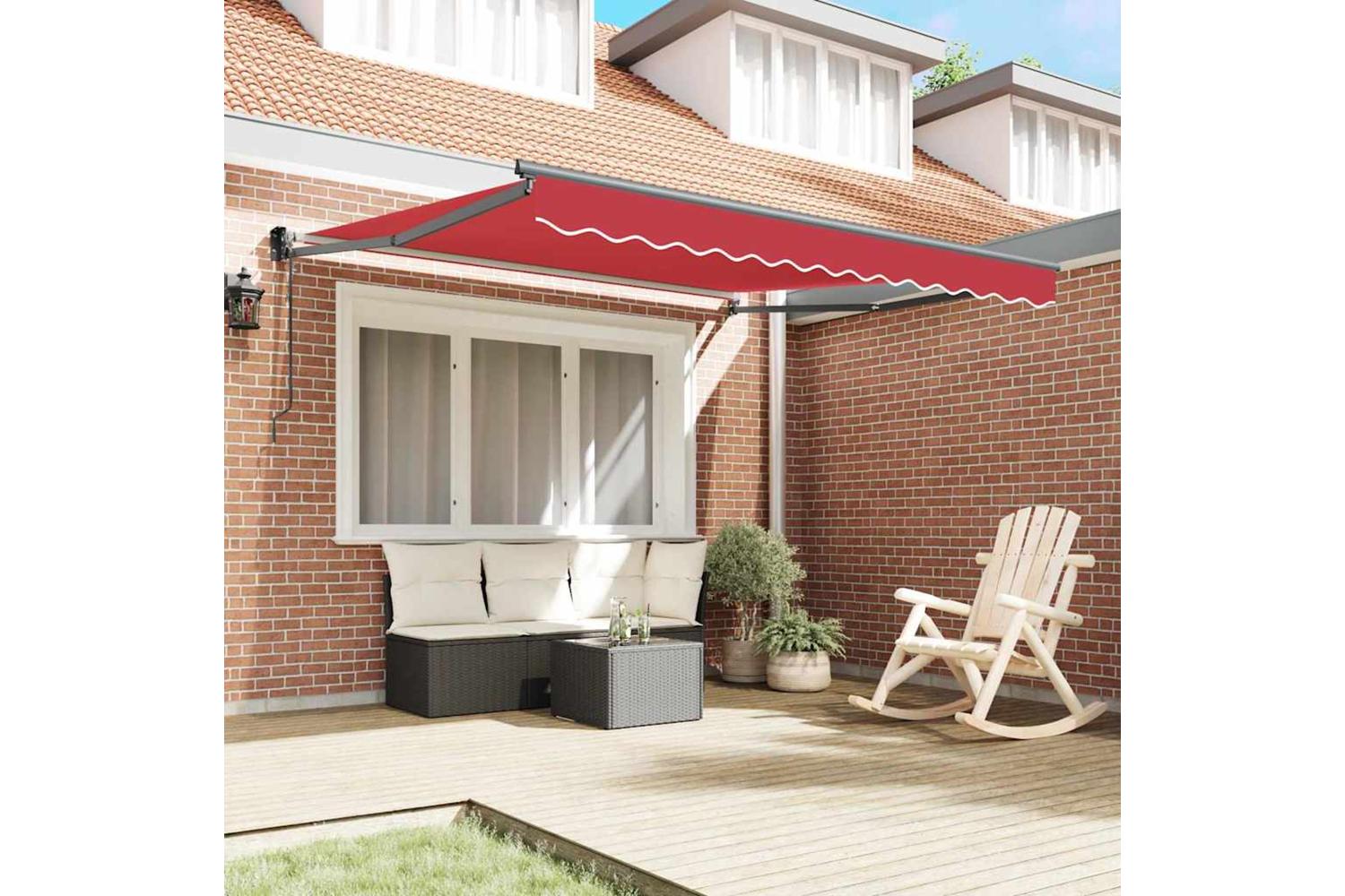 Vidaxl Retractable Awning Red 350 X 250 Cm Fabric-3
