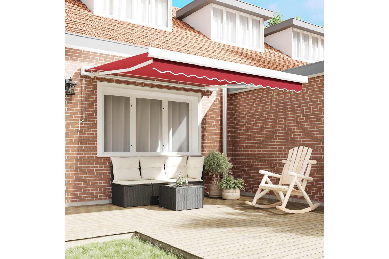 Vidaxl Retractable Awning Red 350 X 250 Cm Fabric And Metal-3