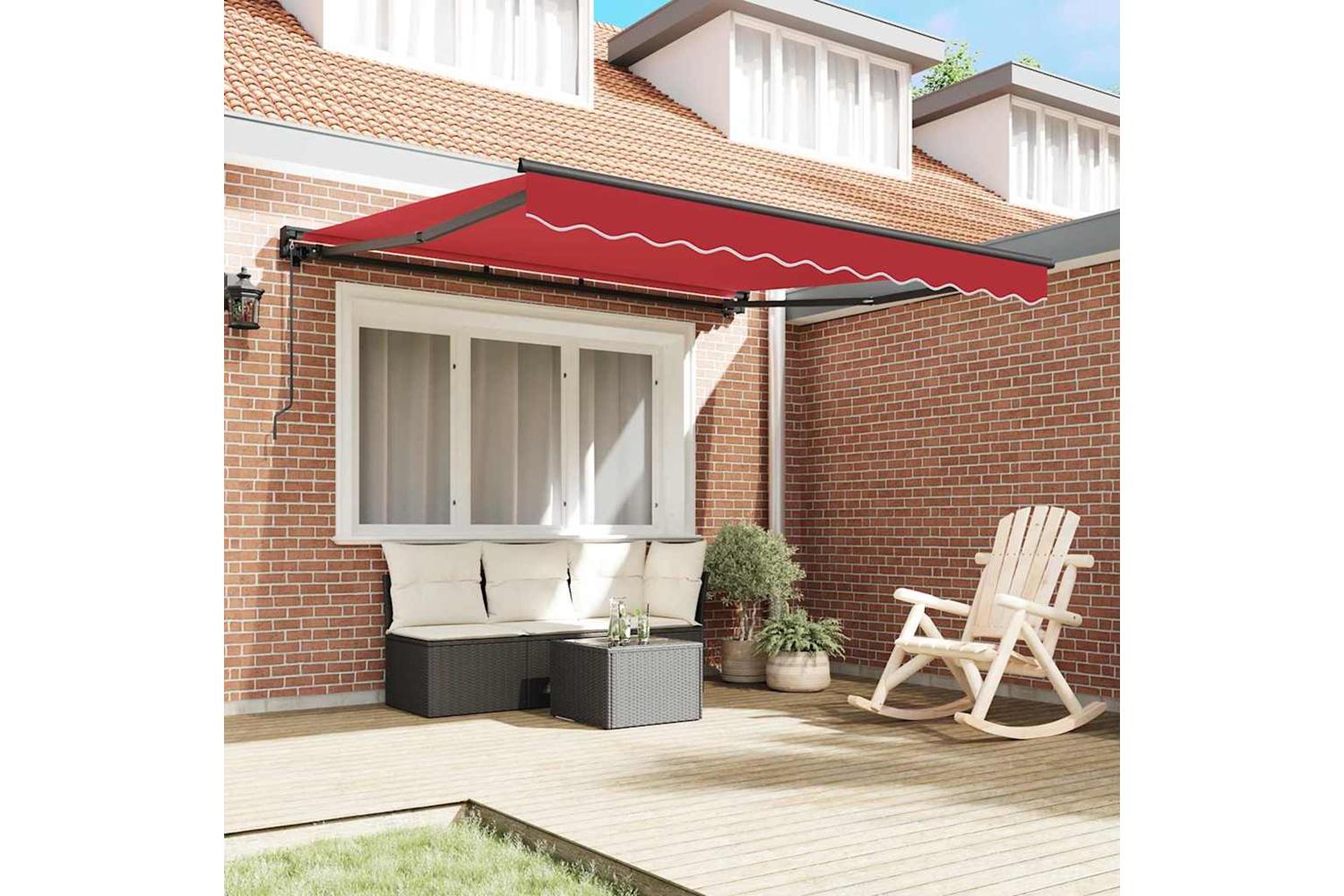 Vidaxl Retractable Awning Manual Red 350x250 Cm Fabric-3