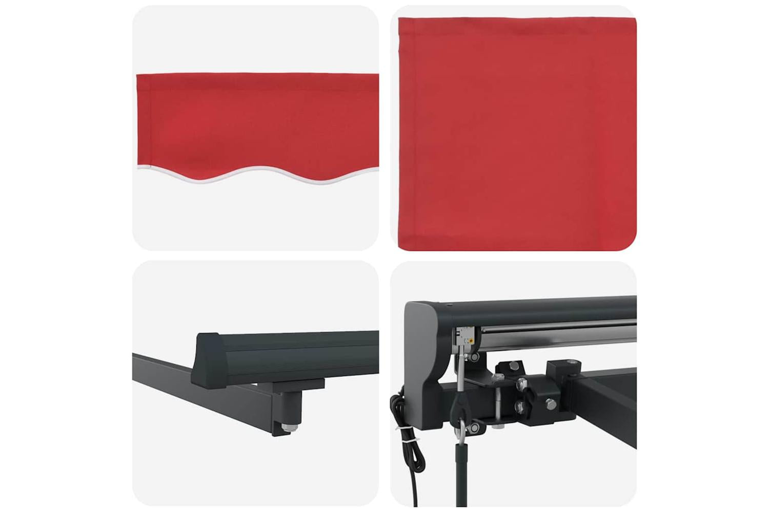 Vidaxl Retractable Awning Red 350x250 Cm Fabric-8