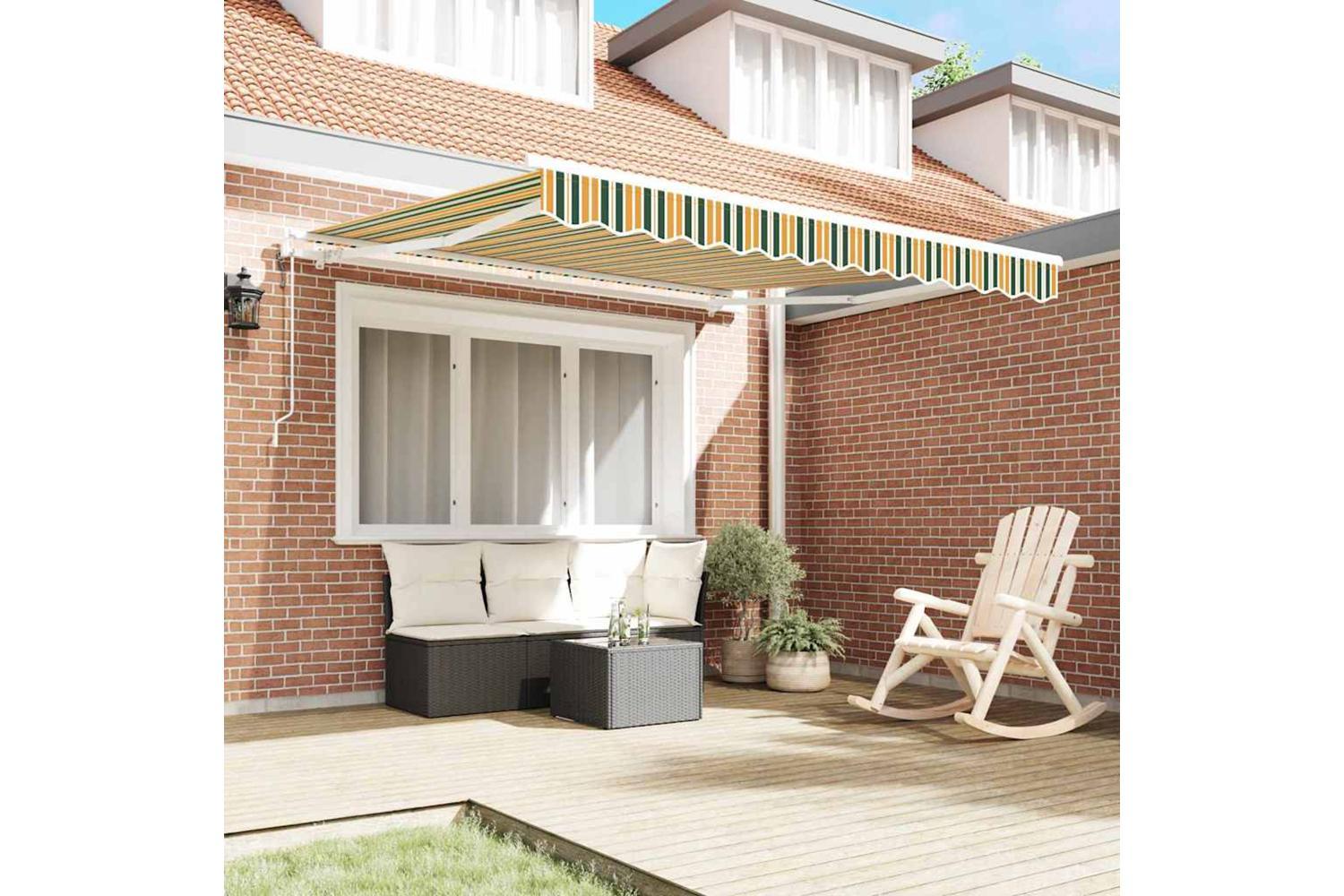 Vidaxl Retractable Awning 350 X 250 Cm Green And Yellow-3