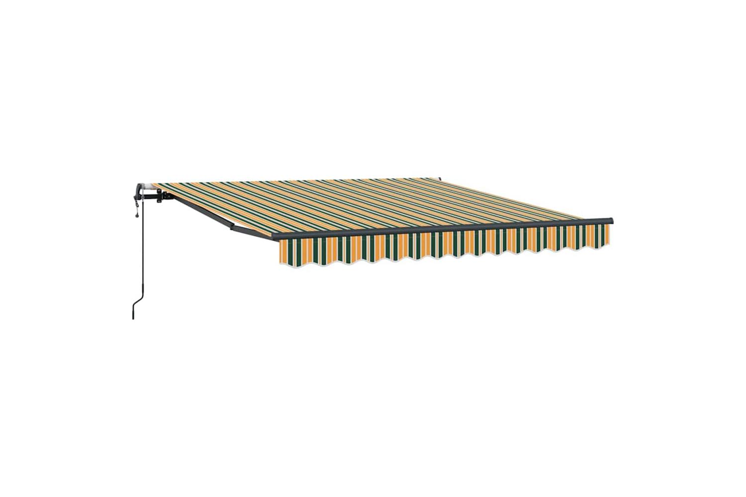 Vidaxl Retractable Awning Green And Yellow 350 X 250 Cm Fabric