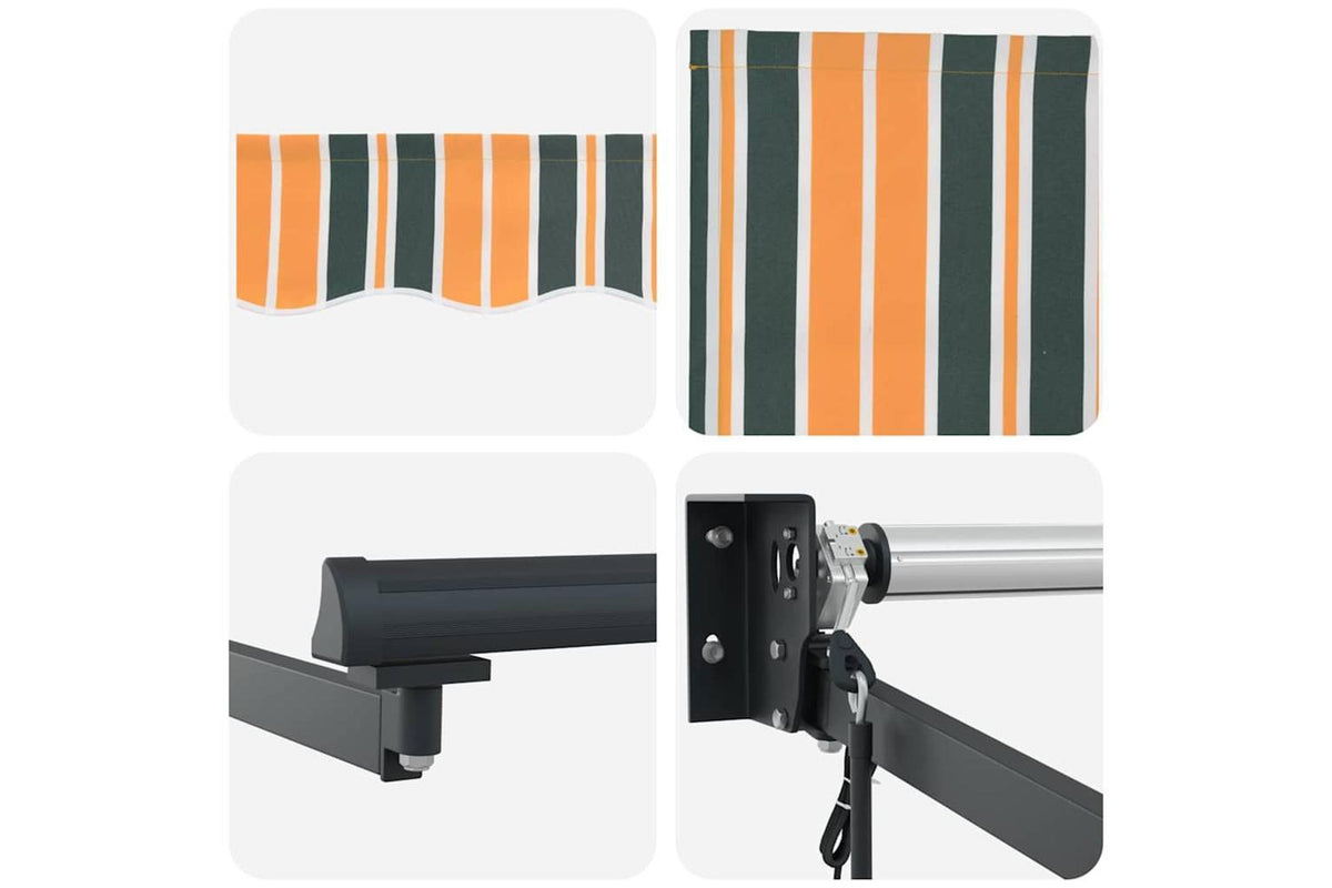 Vidaxl Retractable Awning Green And Yellow 350 X 250 Cm Fabric-8
