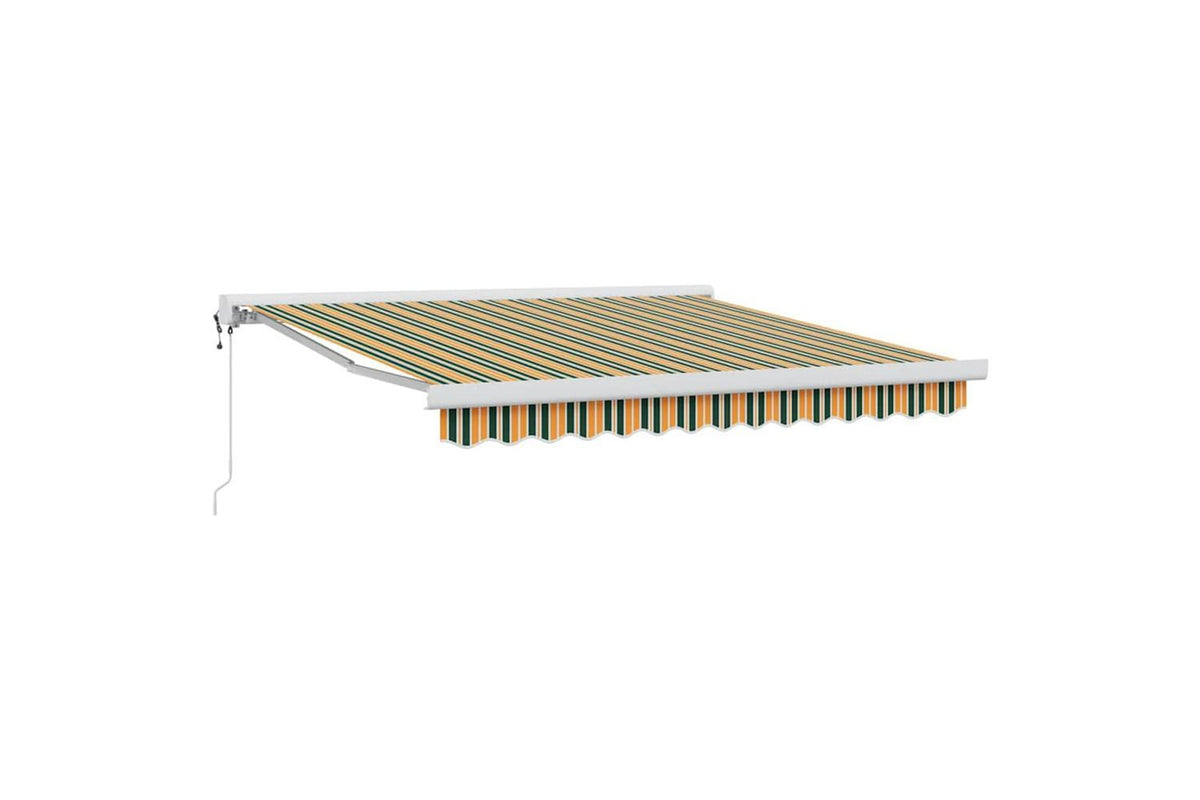 Vidaxl Retractable Awning Green And Yellow 350 X 250 Cm Fabric Metal-4