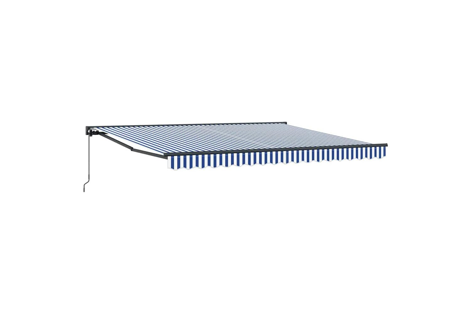 Vidaxl Retractable Awning Manual Blue And White 400x300 Cm Fabric-2