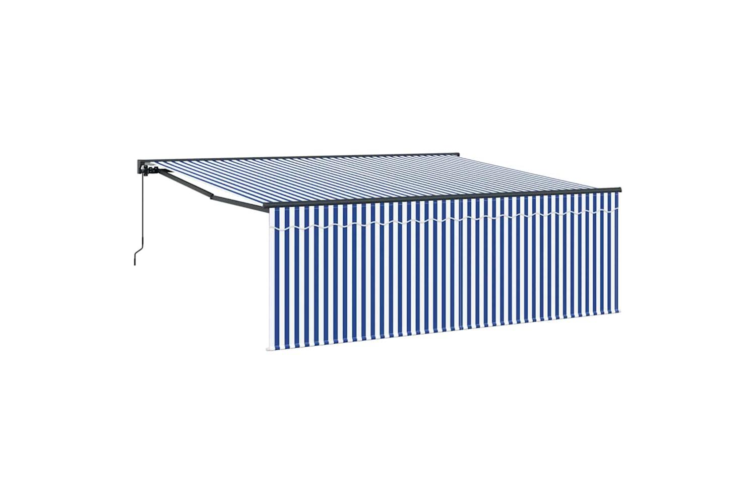 Vidaxl Retractable Awning Manual Blue And Anthracite 400 X 300 Cm-2