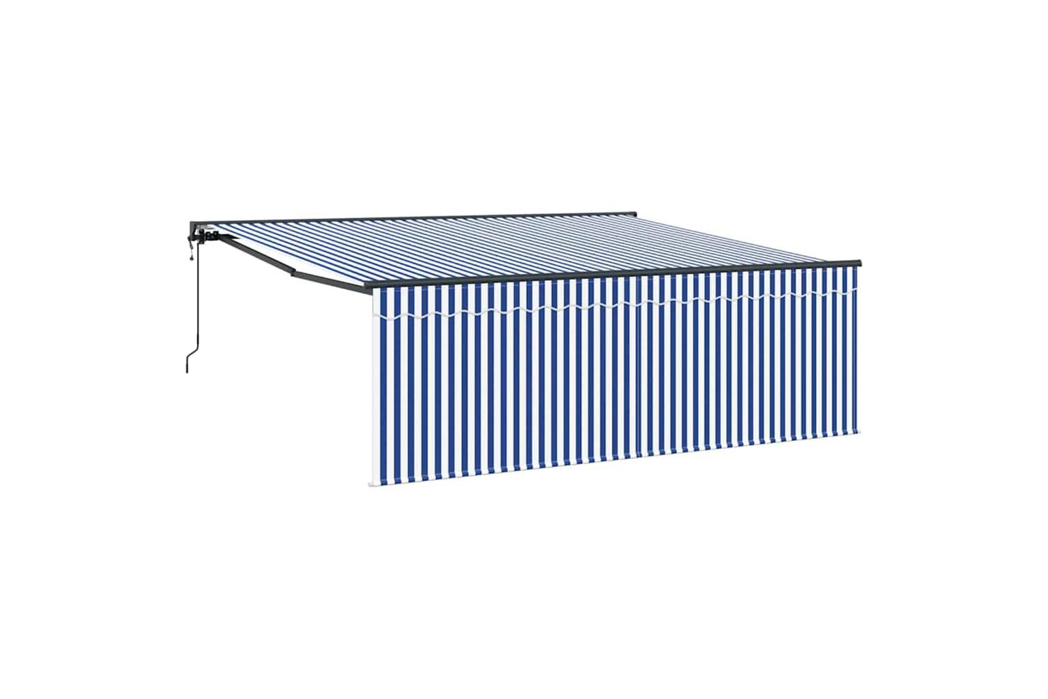 Vidaxl Retractable Awning Manual Blue And Anthracite 400 X 300 Cm-2