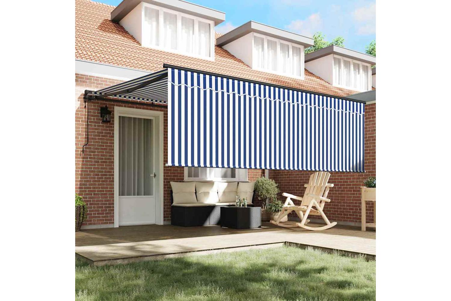 Vidaxl Retractable Awning Manual Blue And Anthracite 400 X 300 Cm-3