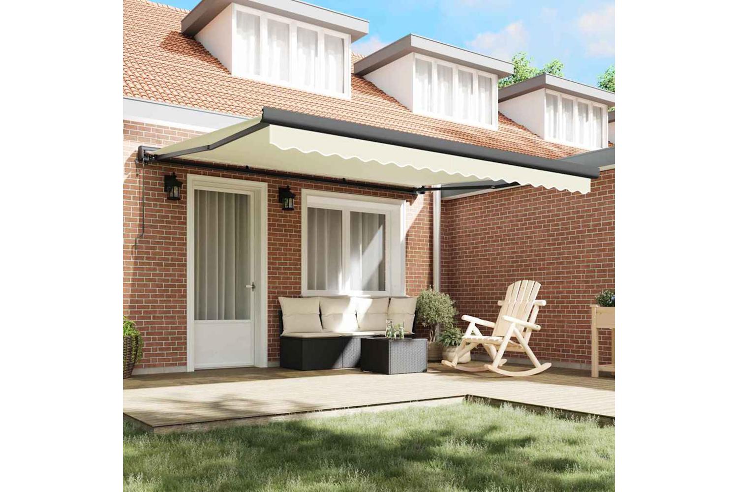 Vidaxl Retractable Awning Manual Cream 400 X 300 Cm Fabric Metal-3