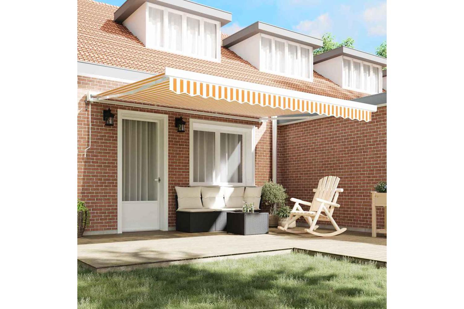 Vidaxl Retractable Awning Yellow And White 400 X 300 Cm-3