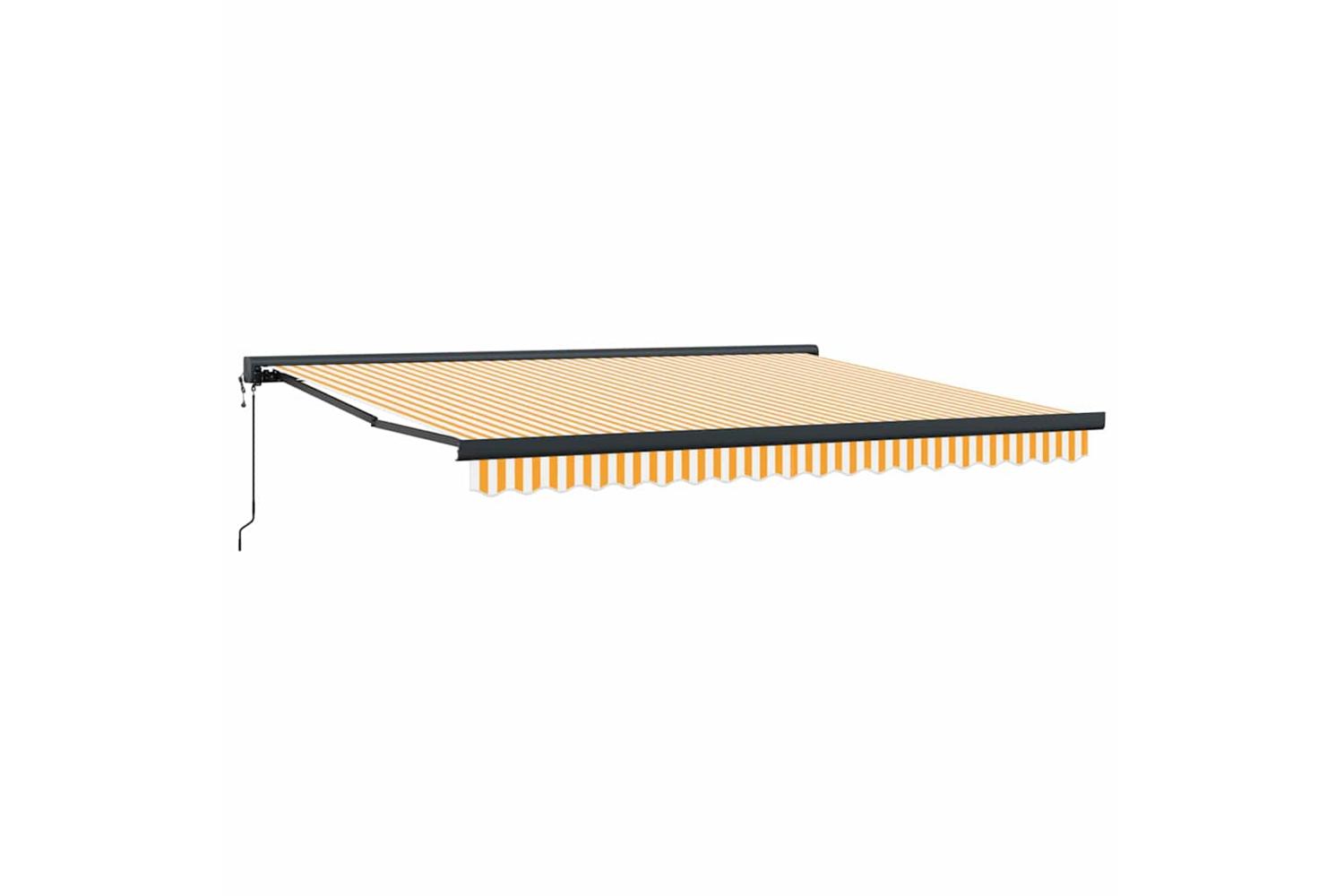 Vidaxl Retractable Awning Yellow And White 400 X 300 Cm Fabric Metal-2