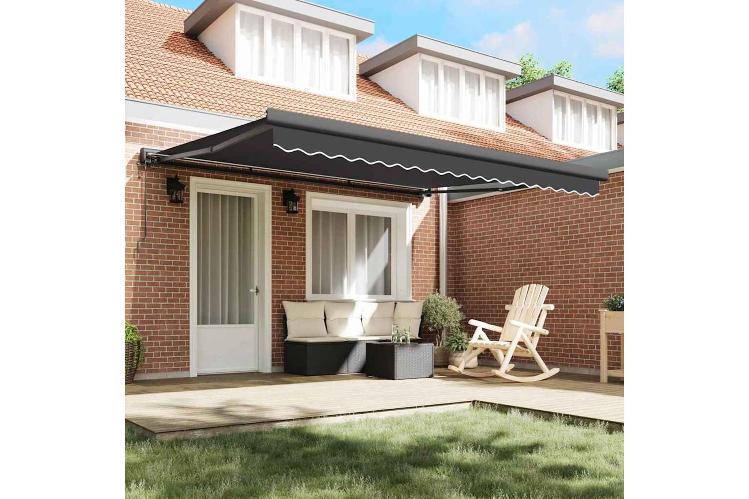 Vidaxl Retractable Awning Manual Anthracite 400 X 300 Cm Fabric Metal-3