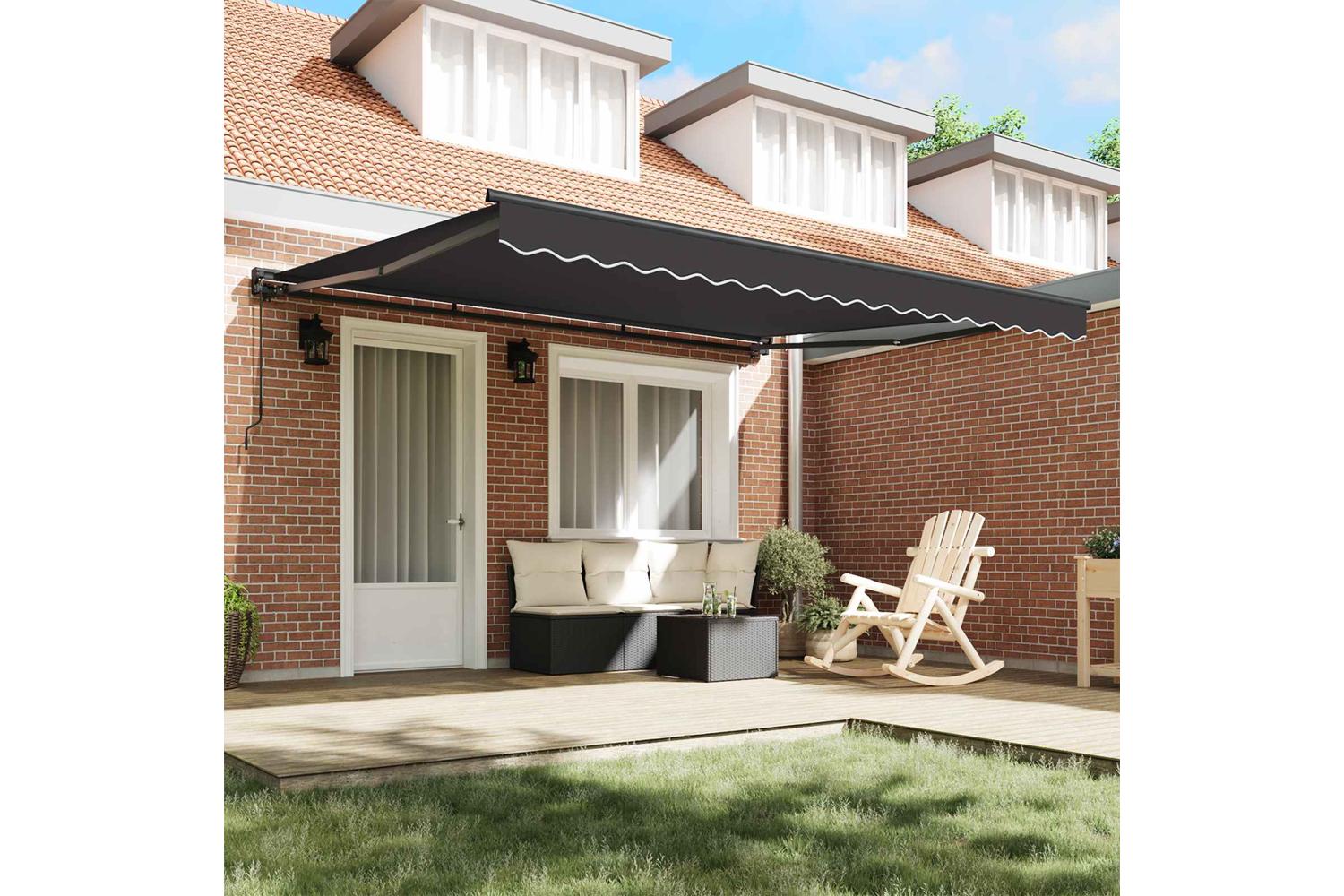 Vidaxl Retractable Awning Manual Anthracite 400x300 Cm Fabric-3