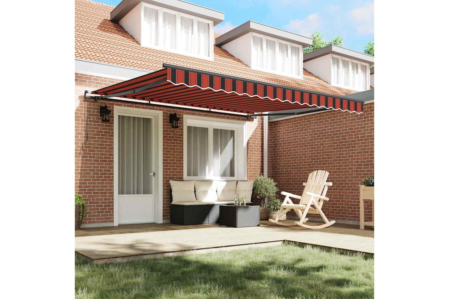 Vidaxl Retractable Awning Manual Orange And Brown 400 X 300 Cm Fabric-3