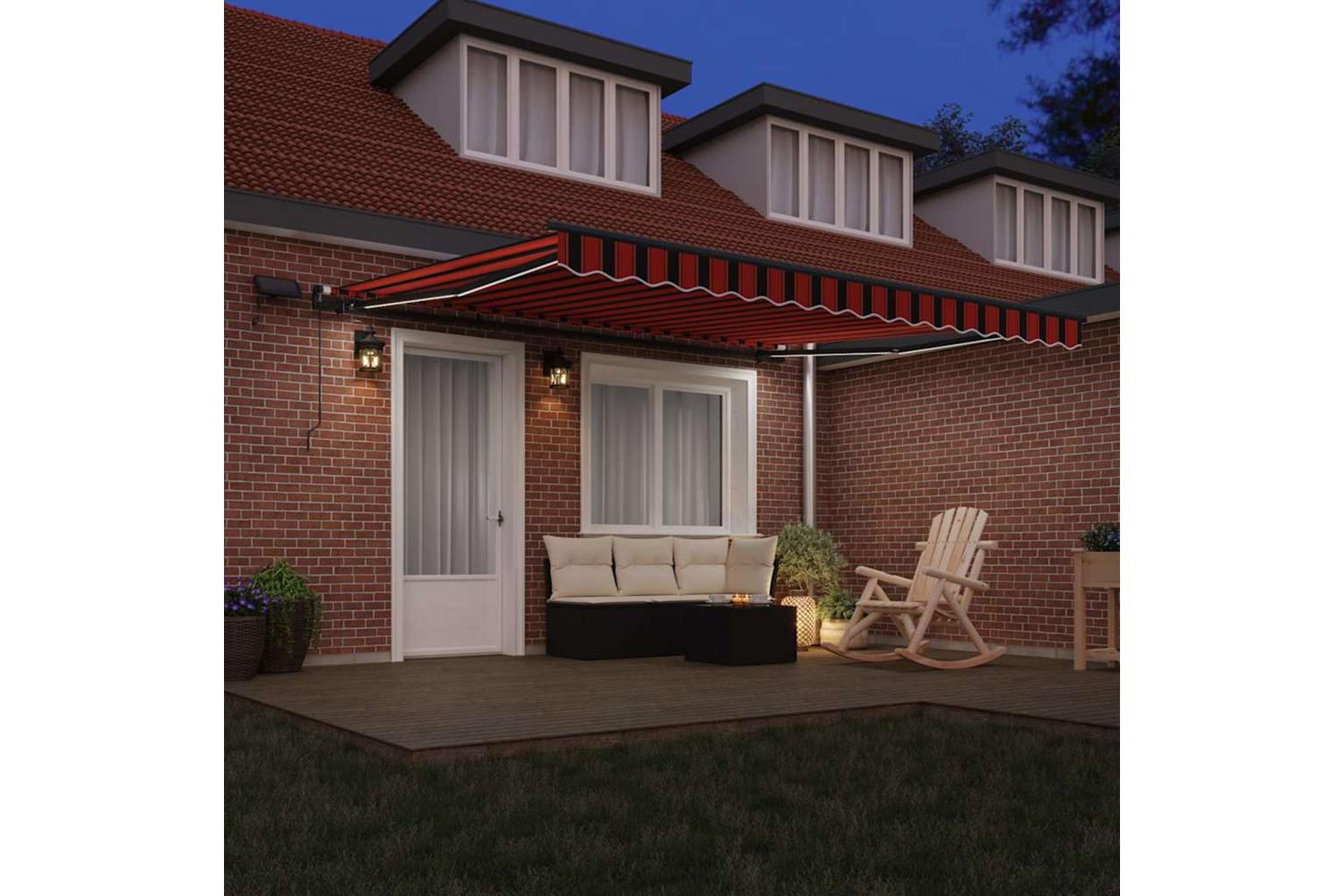 Vidaxl Retractable Awning Manual Orange And Brown 400 X 300 Cm Fabric-3