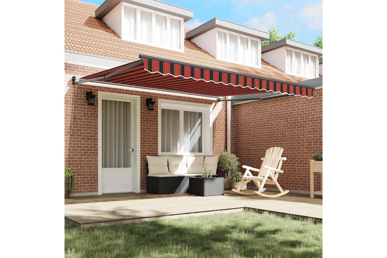 Vidaxl Retractable Awning Orange And Brown 400 X 300 Cm Polyester-3