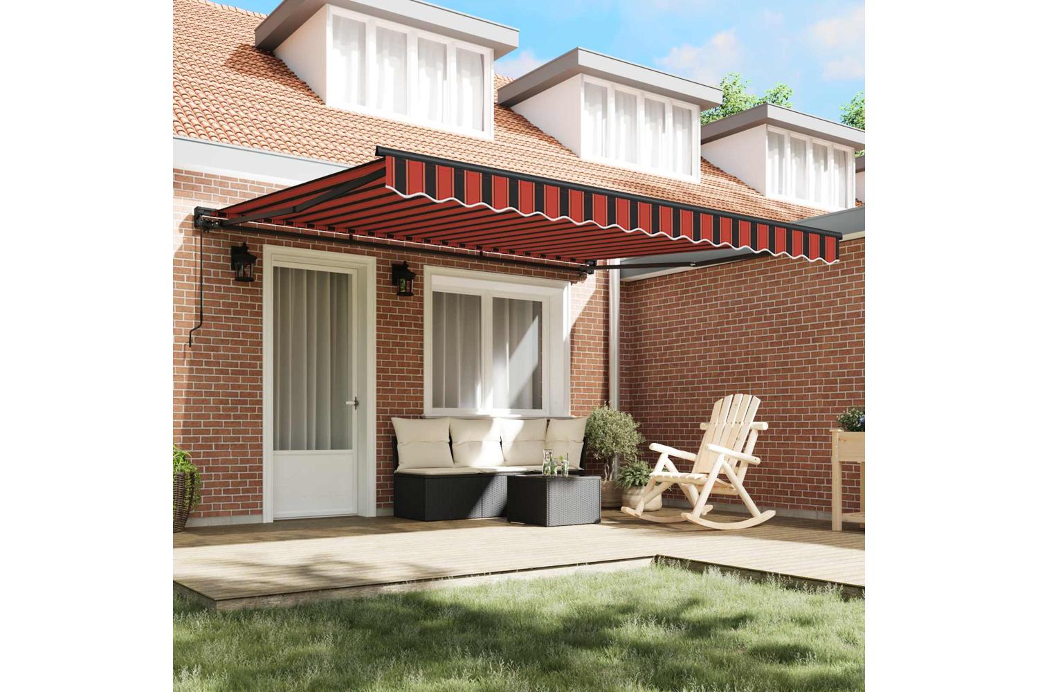 Vidaxl Retractable Awning Orange And Brown 400x300 Cm Fabric-3