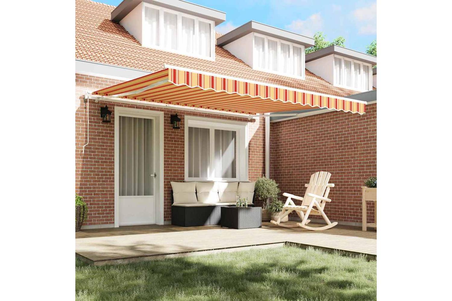 Vidaxl Retractable Awning 400 X 300 Cm Yellow And Orange-3