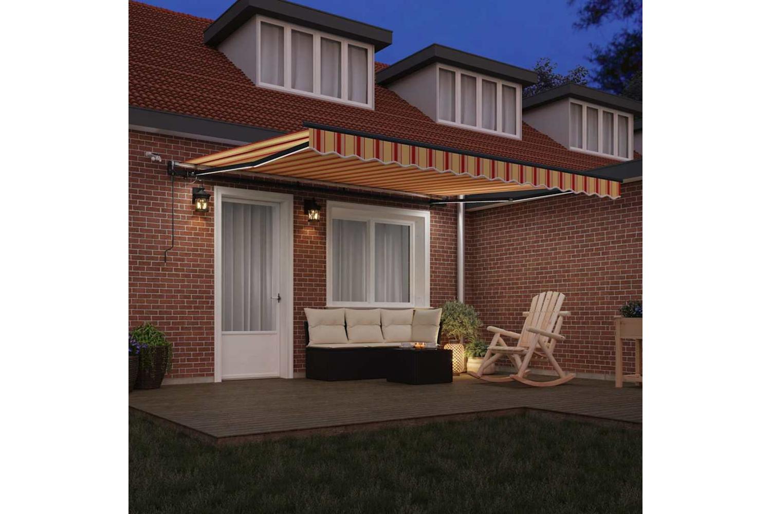 Vidaxl Retractable Awning With Yellow And Orange 400 X 300 Cm Fabric-3