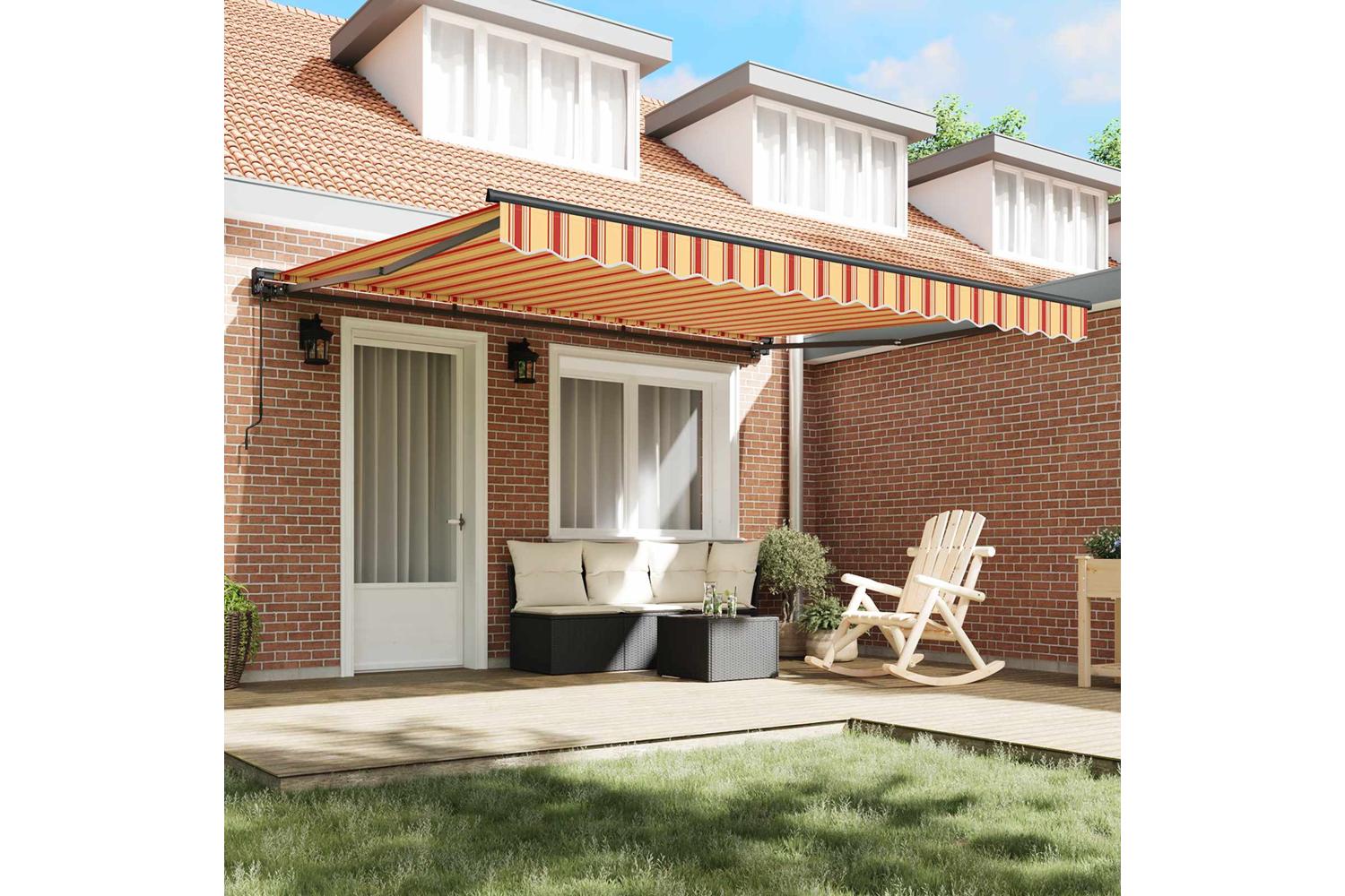 Vidaxl Retractable Awning Manual Yellow And Orange 400x300 Cm Fabric-3
