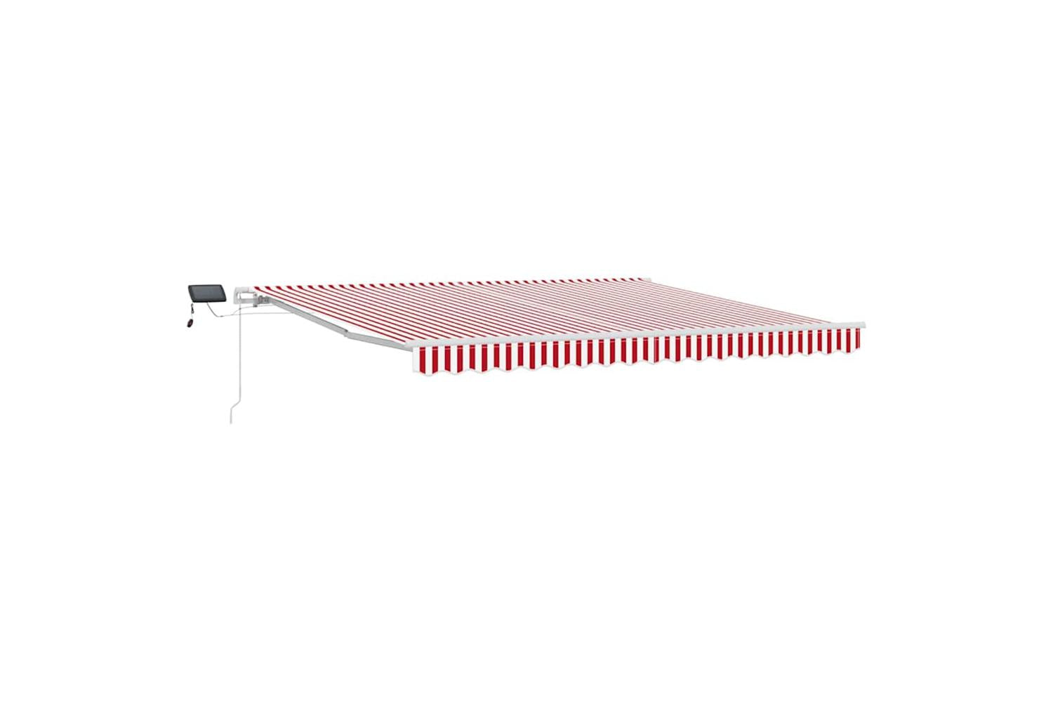 Vidaxl Retractable Awning With Red And White 400 X 300 Cm Fabric-2