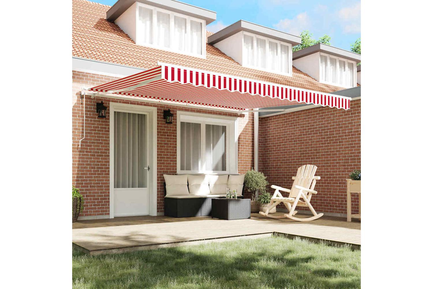 Vidaxl Retractable Awning 400 X 300 Cm Red And White-3
