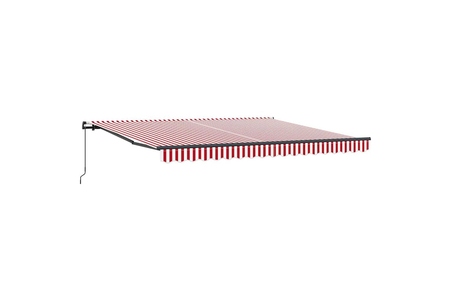 Vidaxl Retractable Awning Manual Red And White 400 X 300 Cm Fabric-2