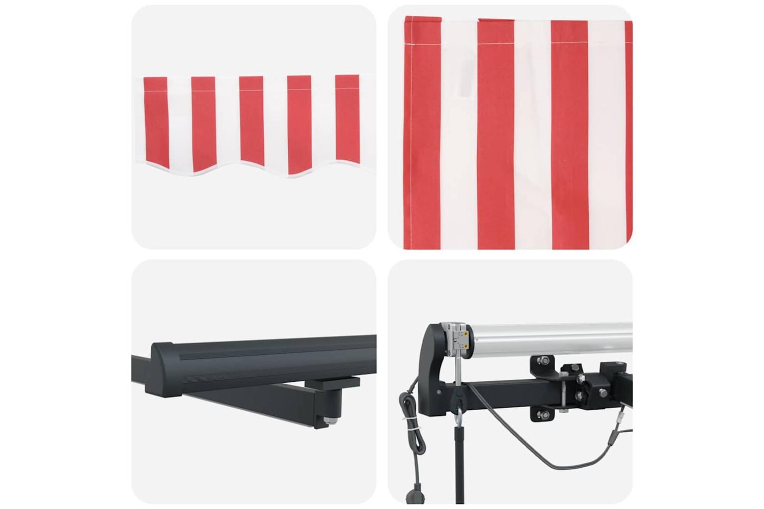 Vidaxl Retractable Awning With Red And White 400 X 300 Cm Fabric-10