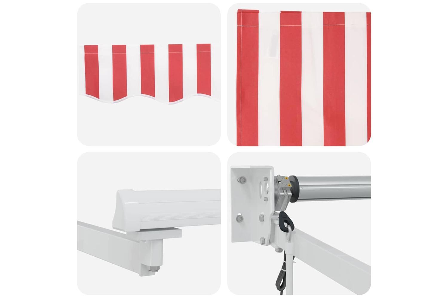 Vidaxl Retractable Awning Red And White 400 X 300 Cm Polyester-8