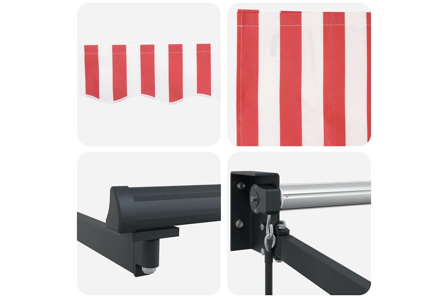 Vidaxl Retractable Awning Red And White 400 X 300 Cm Polyester-8
