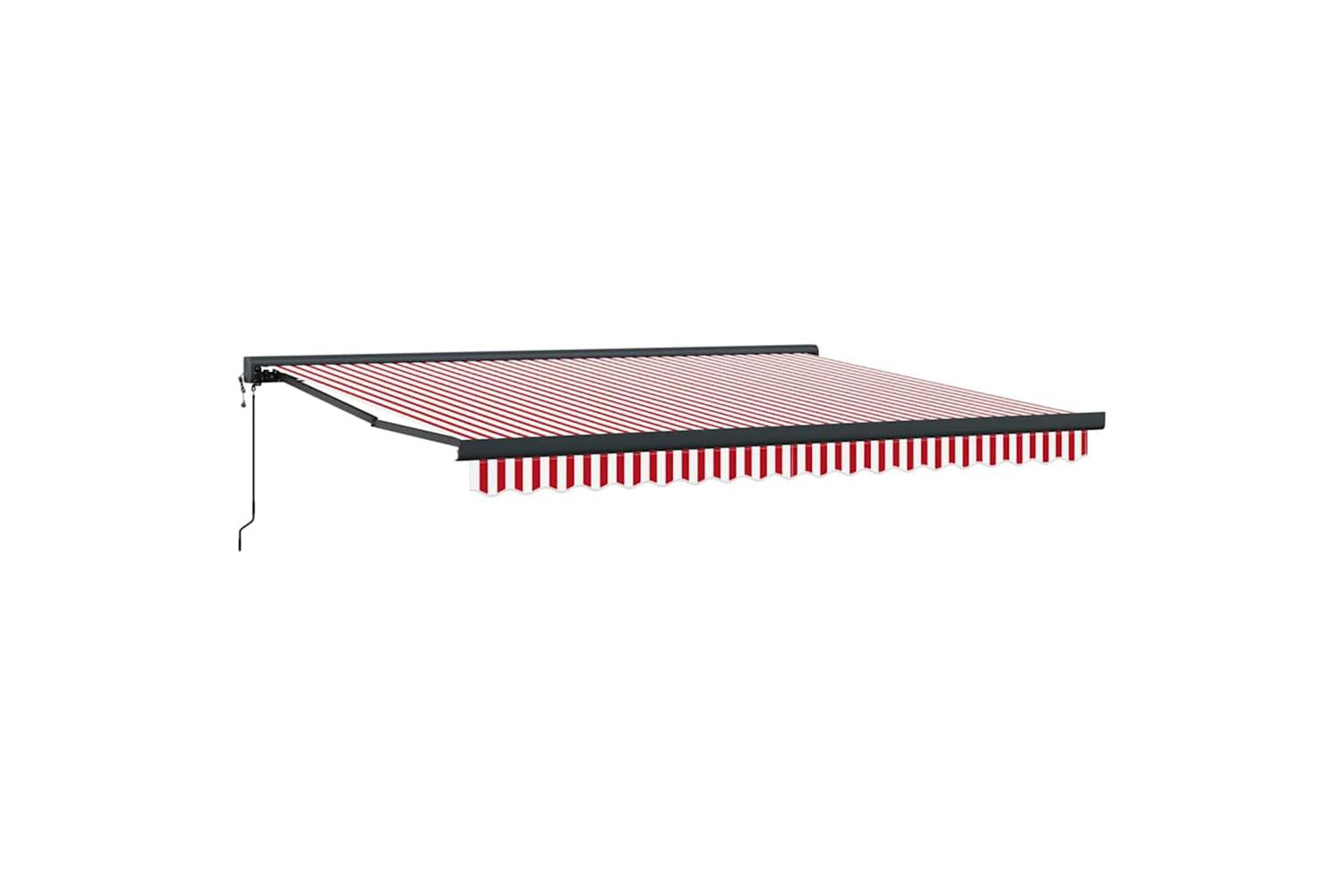 Vidaxl Retractable Awning Red And White 400 X 300 Cm Fabric Metal-2