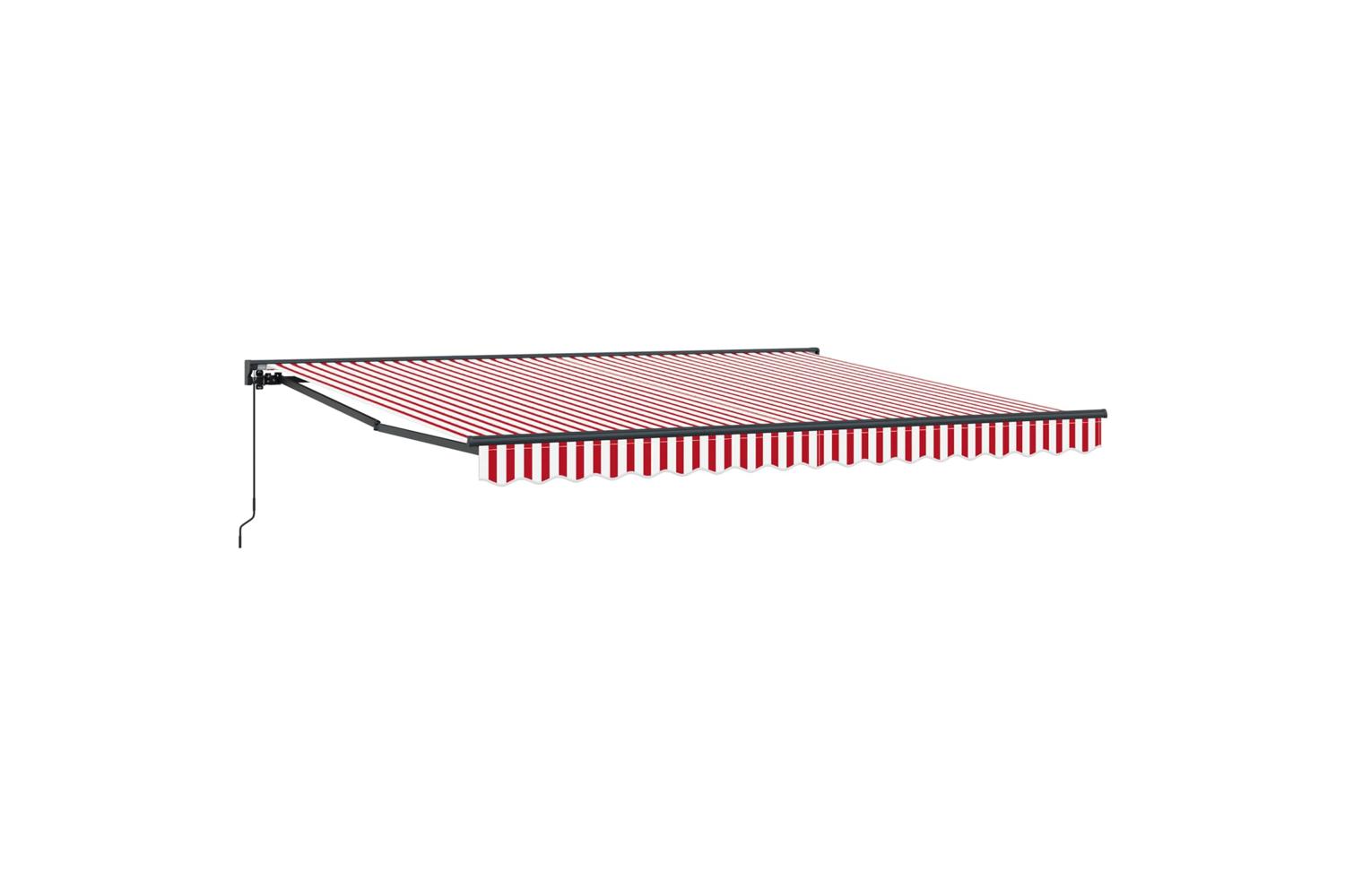 Vidaxl Retractable Awning Red And White Stripe 400x300 Cm Fabric-2
