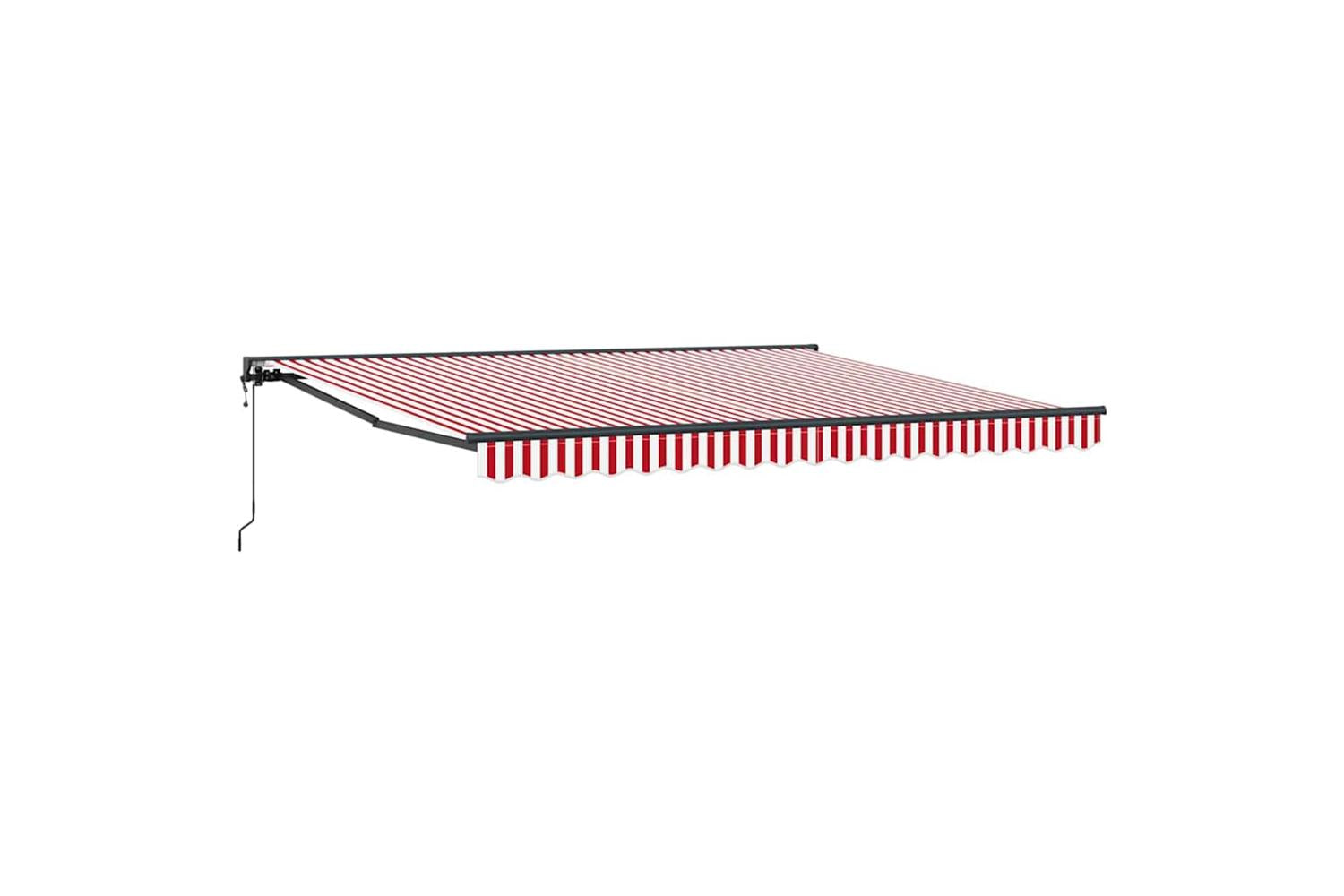 Vidaxl Retractable Awning Red And White Stripe 400x300 Cm Fabric-4