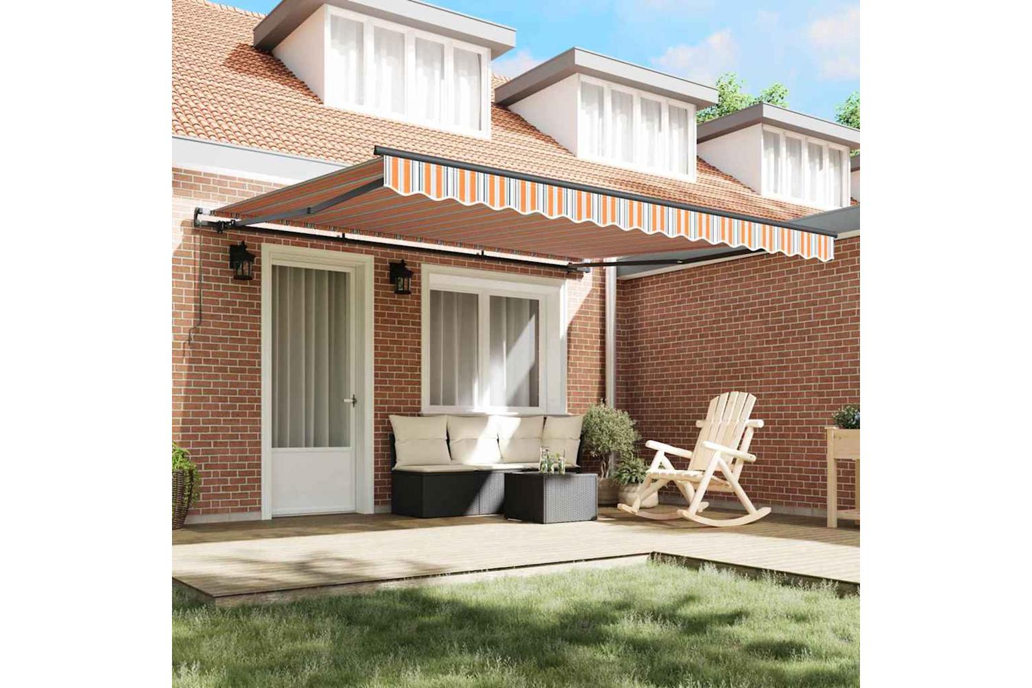 Vidaxl Retractable Awning Manual Multicolour 400 X 300 Cm Fabric-3