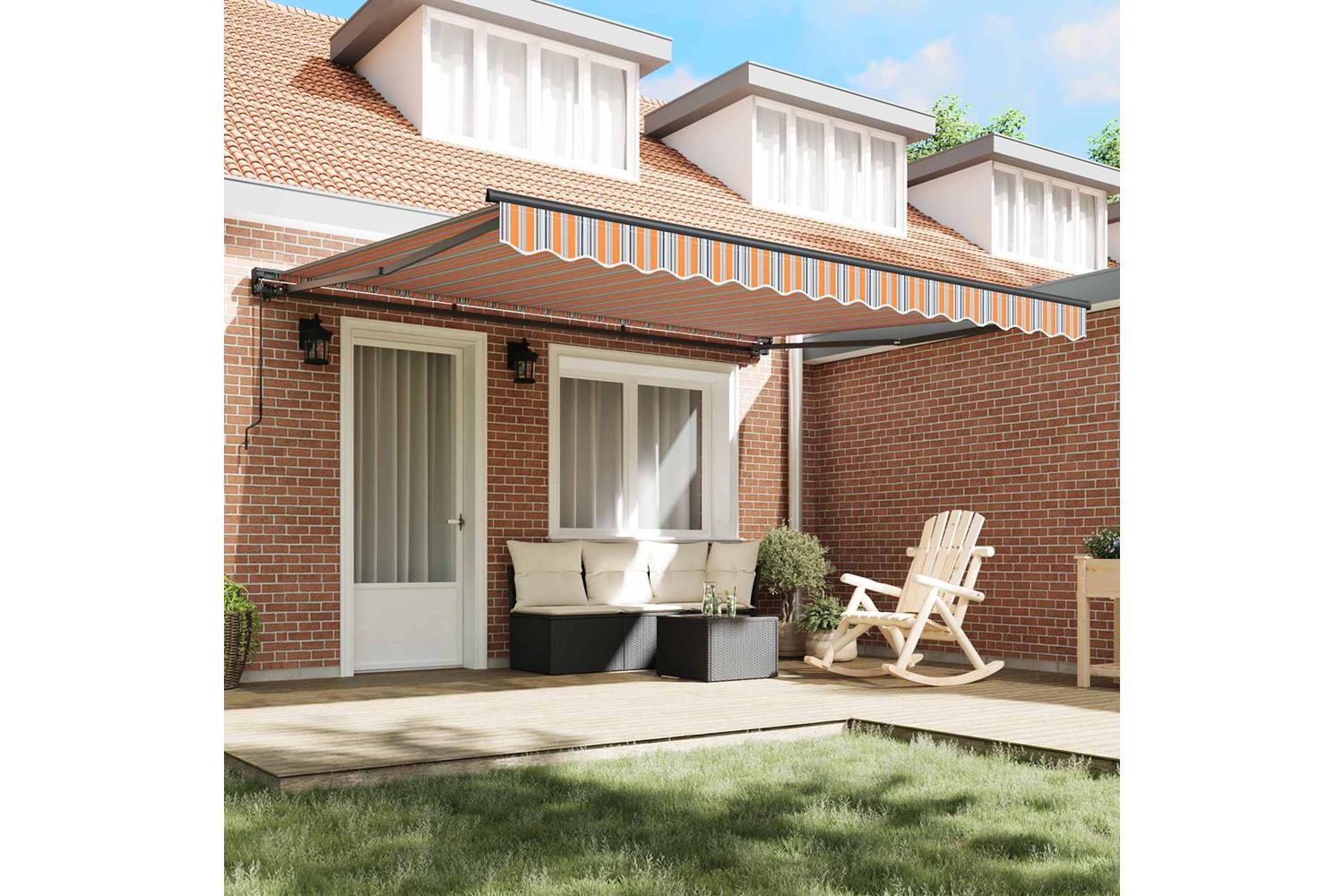 Vidaxl Retractable Awning Manual Multicolour Stripe 400x300 Cm Fabric-3