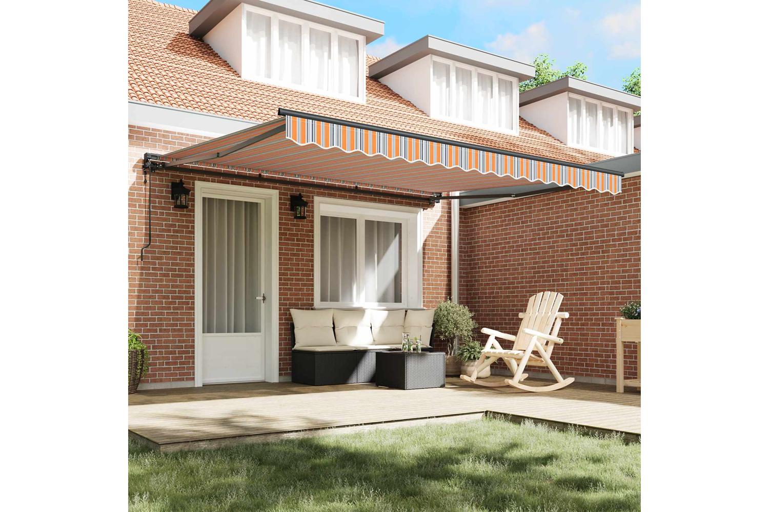 Vidaxl Retractable Awning Multicolour Stripe 400x300 Cm Fabric-3