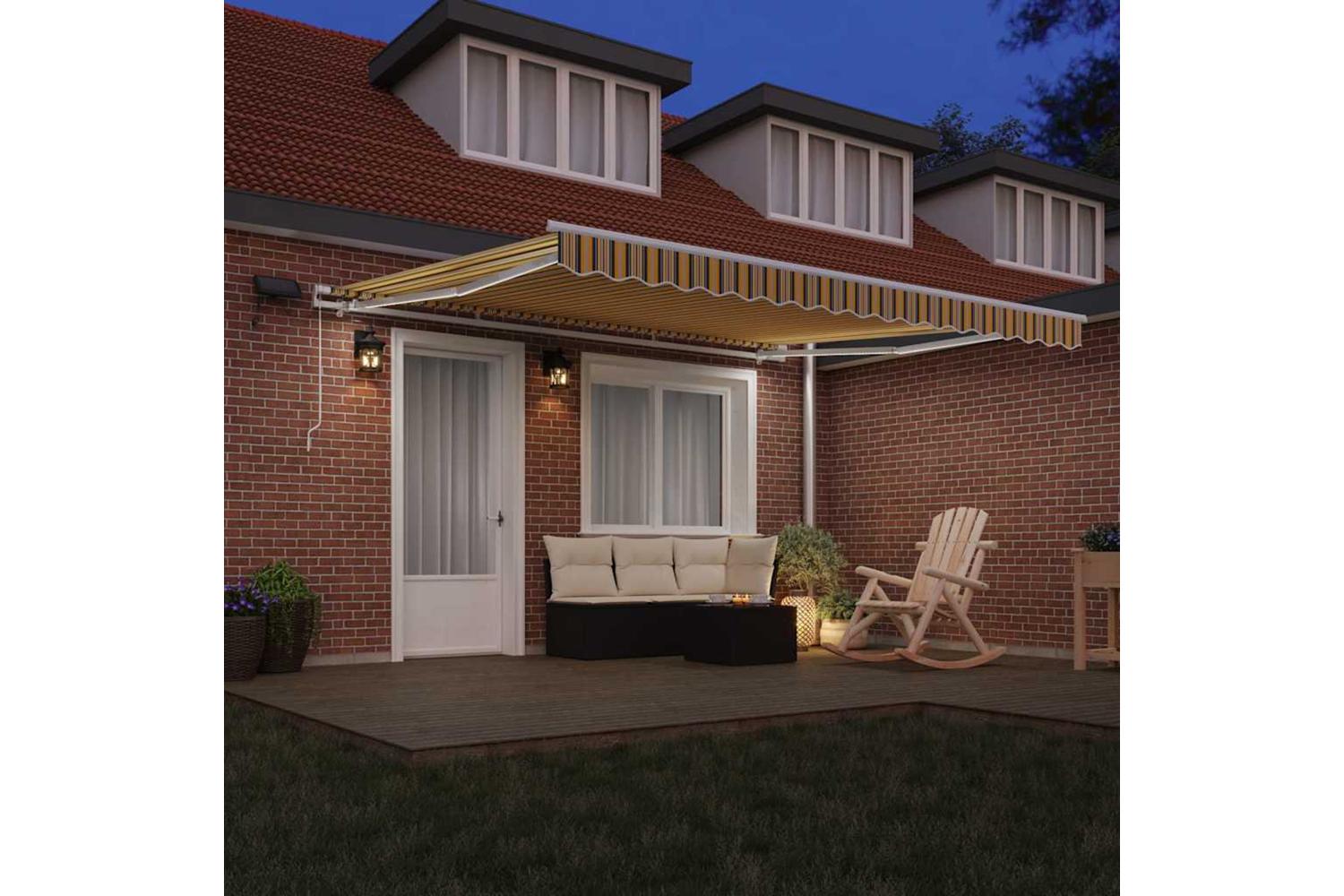Vidaxl Retractable Awning With Manual Multicolour 400 X 300 Cm Fabric-3