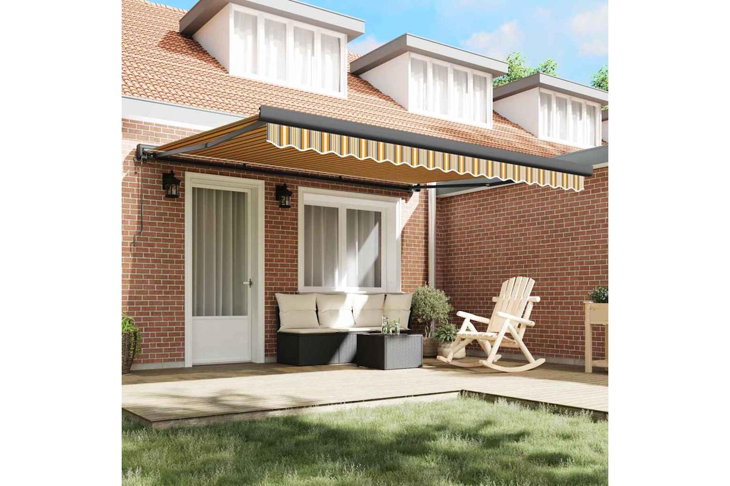 Vidaxl Retractable Awning Multicolour 400 X 300 Cm Fabric Metal-3