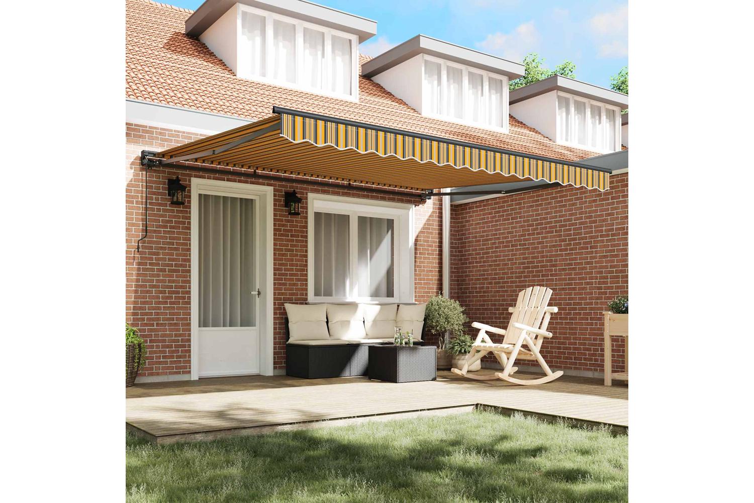Vidaxl Retractable Awning Manual Multicolour Stripe 400x300 Cm Fabric-3