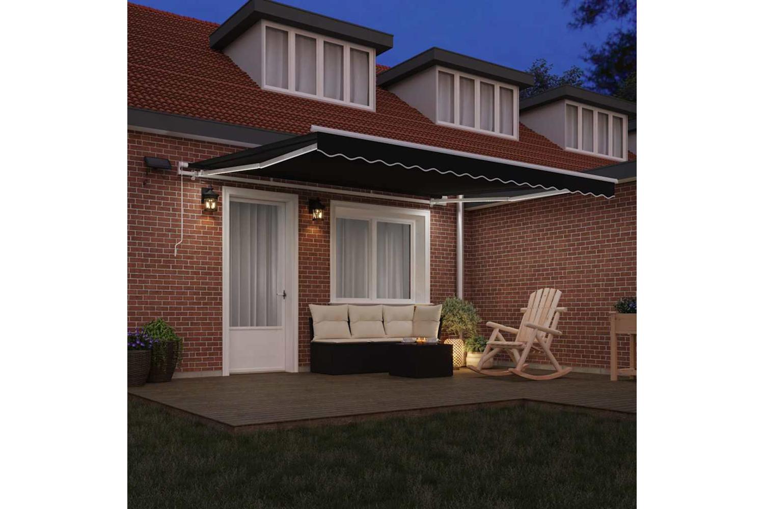 Vidaxl Retractable Awning With Manual Black 400 X 300 Cm Fabric-3