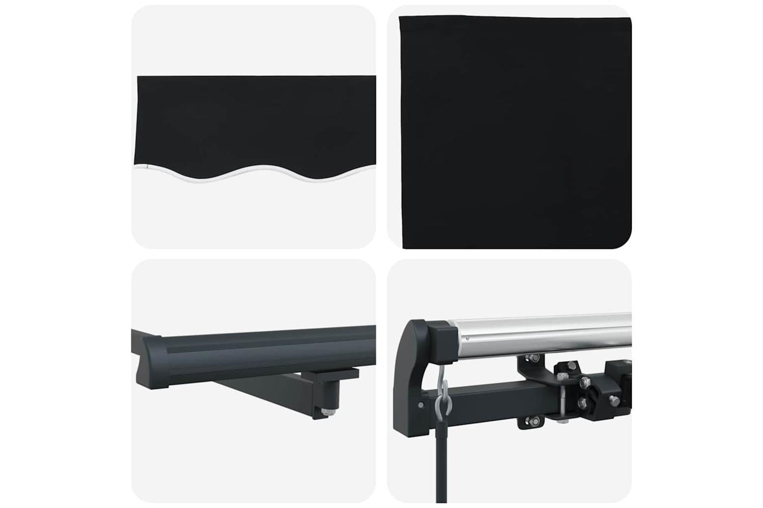 Vidaxl Retractable Awning Manual Black 400 X 300 Cm Fabric-8