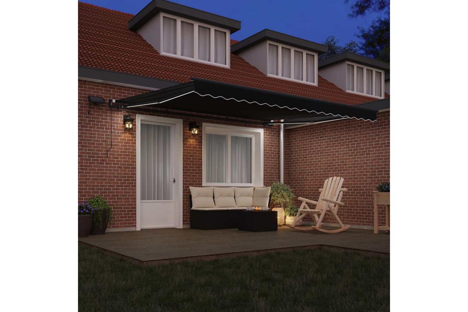 Vidaxl Retractable Awning Manual Black 400 X 300 Cm Fabric-3