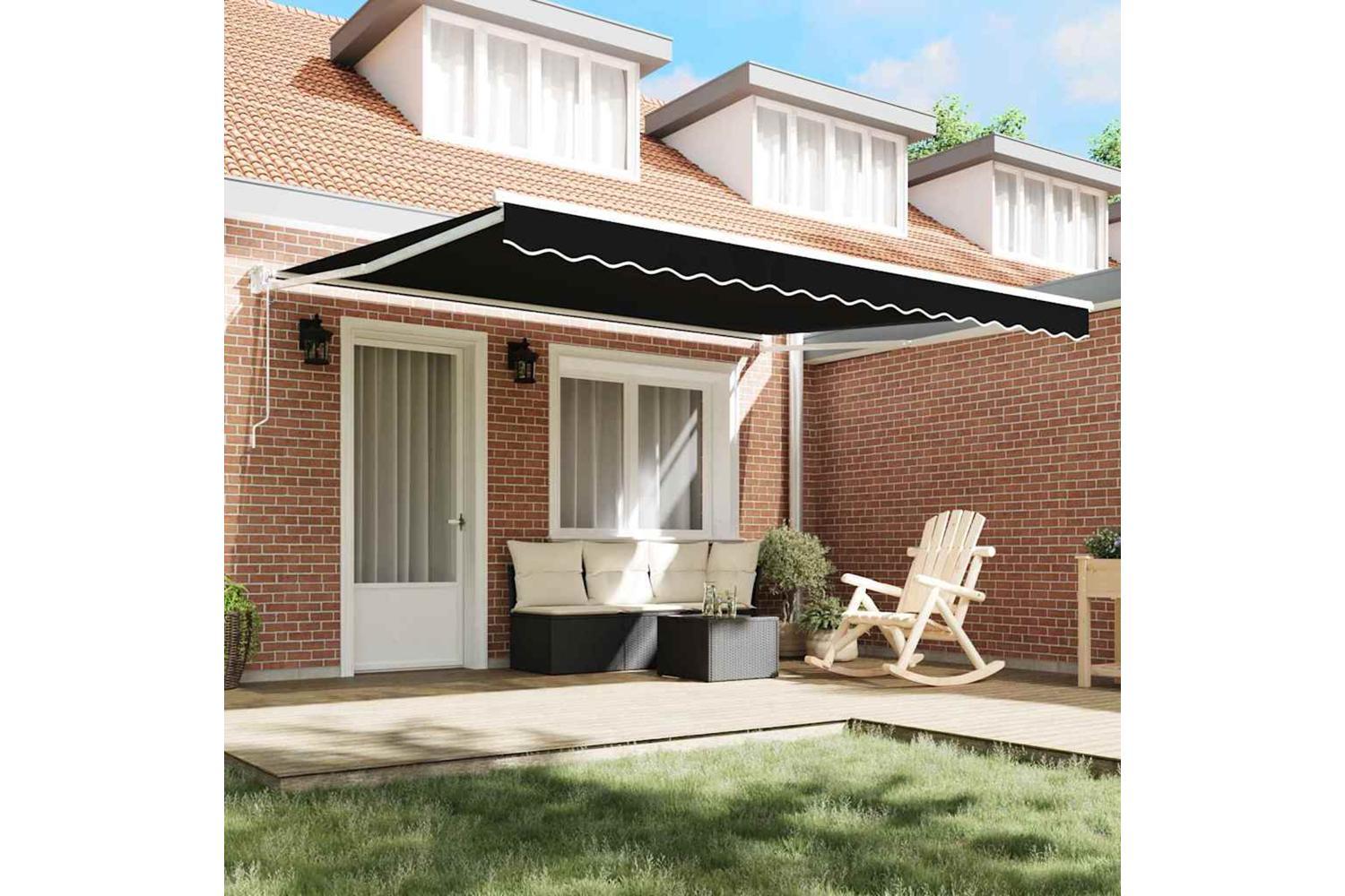 Vidaxl Retractable Awning Black 400 X 300 Cm Polyester-3