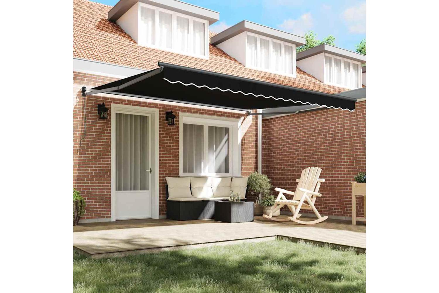 Vidaxl Retractable Awning Black 400 X 300 Cm Polyester-3