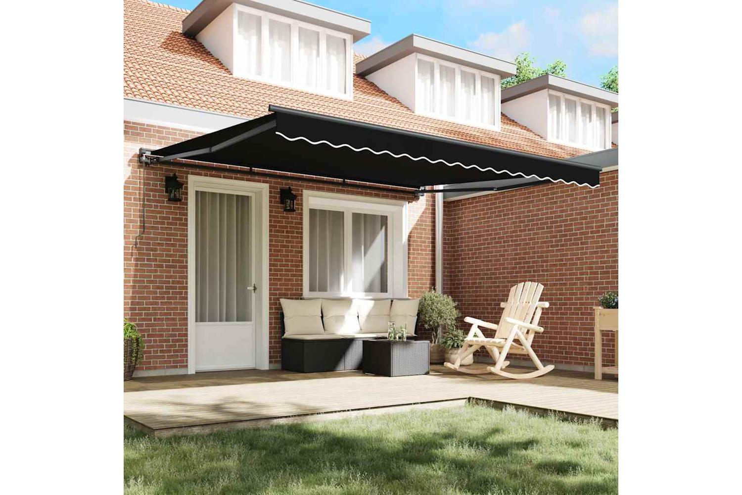 Vidaxl Retractable Awning Manual Black 400x300 Cm Fabric-3