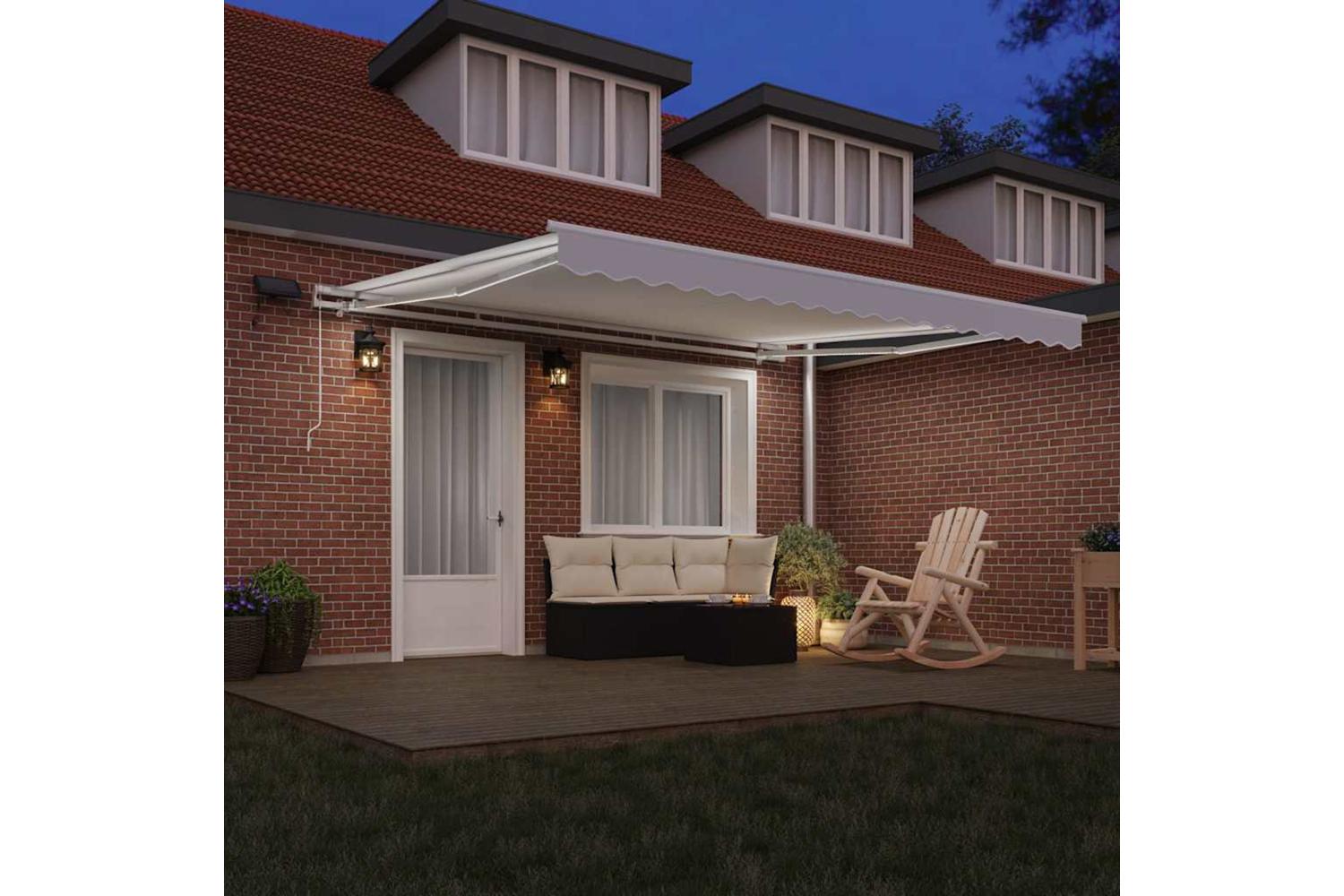 Vidaxl Retractable Awning With Manual White 400 X 300 Cm Fabric-3